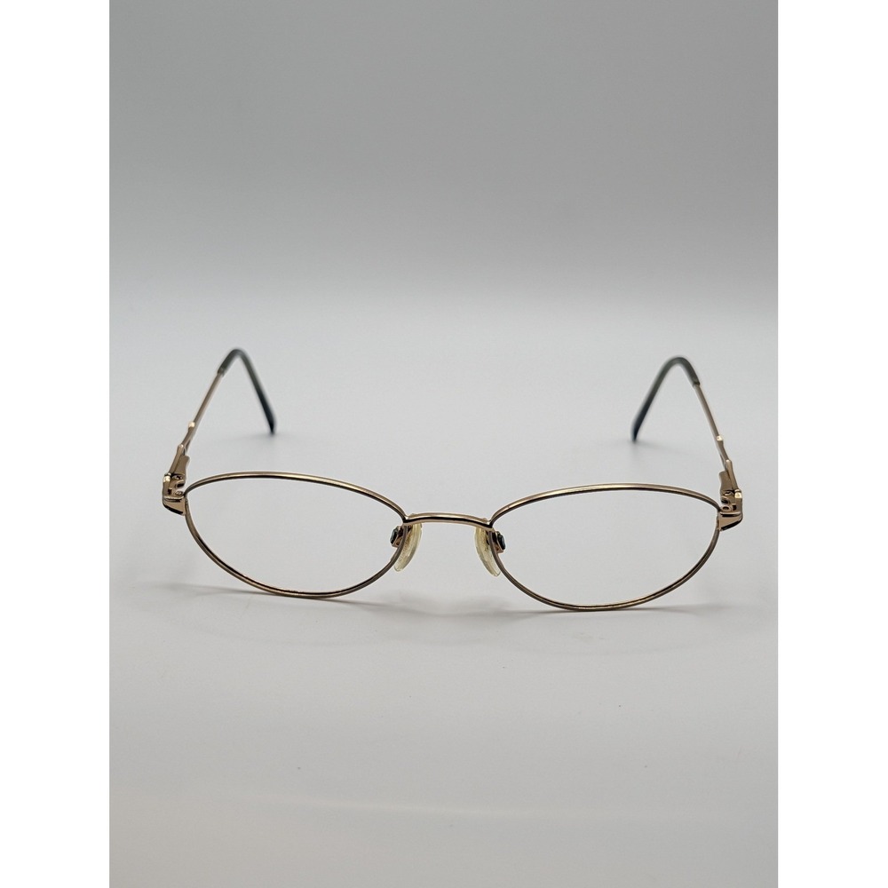 Aristar 6851 Oval Eyeglass Frames Only Gold Tone Blue Accent 49-18-135